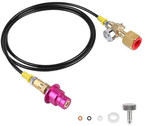 EXLECO CO2 Adapter Hochdruckschlauch 1.5m mit 3000 PSI Manometer | Soda Quick Connect Adapter für Anschluss an Grössere CO2 Flaschen, Kompatibel mit Duo Crystal 3.0 Gaia E-Duo Art Terra