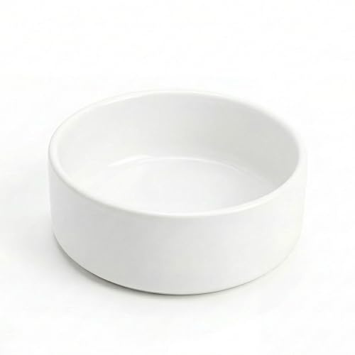 Pawprint Co Ceramic Dog Bowl 15cm - Food-Safe Dishwasher-Safe Small Dog Food or Water Bowl, Durable White Pet Feeding Bowl