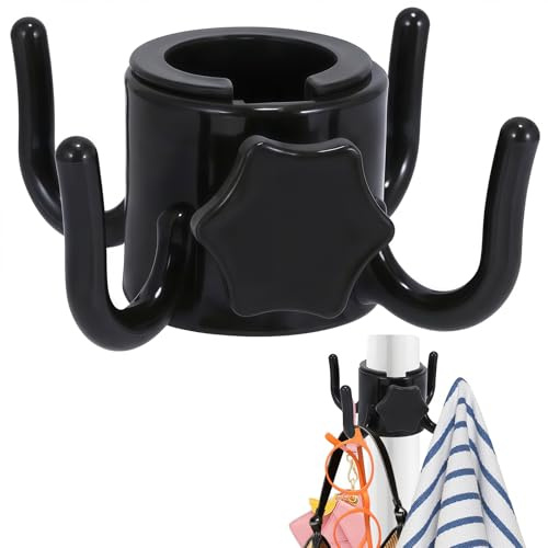 GUIZIYAO 4 Punte Gancio Per Ombrellone Da Spiaggia, Accessori Ombrellone Da Spiaggia, Appendi Teli Mare Per Asciugamani, Vestiti, Fotocamera, Occhiali, Borse, Nero