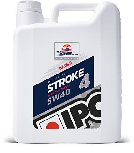 IPONE - Huile Moteur Moto 4 Temps Stroke 4 5W40 - Lubrifiant 100% Synthétique avec Esters - Optimisation des performances – Protection Maximale - Bidon 4 Litres