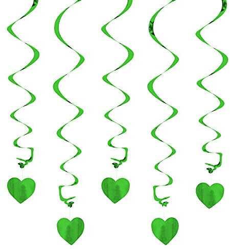 Oblique Unique® Deckenhänger Spiral Girlanden mit Herzen - Farbe wählbar (Grün)