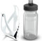Cube HPP Cage - Matte White & Grip Bottle - Clear, 500ml / Water Drink Flask Vessel Bidon Holder Mount Bracket Kit Lightweight Plastic Drinking Hydration Biking Bike Riding Frame Accessories