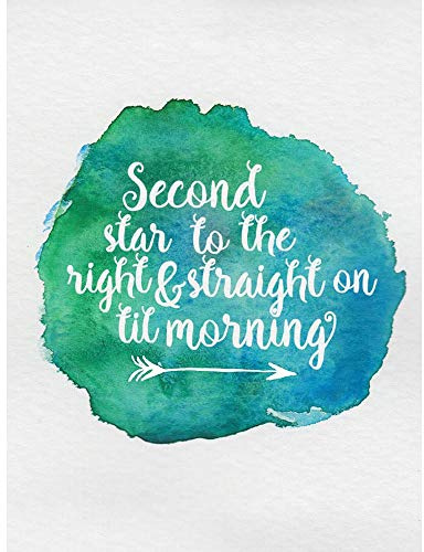 Wee Blue Coo Typography Peter Pan Star Morning Watercolour Inspiration Art Print Poster Wall Decor 12X16 Inch