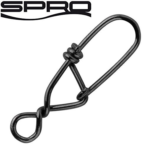 Spro Matt Black Snagless Snap - Einhänger zum Spinnfischen, Snaps für Spinnvorfach, Hechtwirbel, Stahlvorfach, Hechtmontage, Größe / Tragkraft / Packungsinhalt:Gr. 4 / 40kg / 13 Stück
