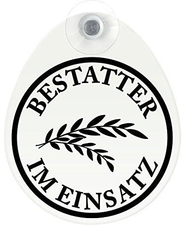 Schild, Autoschild Bestatter im Einsatz Dienst mit Saugnapf, 1,5mm wetterfestes Material 100 x 120 mm groß