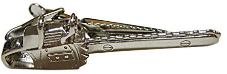Silver Toned Full Chainsaw Tie Clip