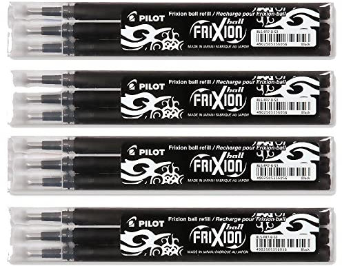 Special Bonus Pack Pilot FriXion Ball Tintenroller [0,7] 15 Ersatzminen Nachfüllminen | 5 Set á 3 Stk schwarz + 1 Frixion Ball in schwarz und 1 Frixion original Remover in weiß