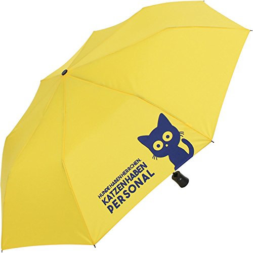 Mini Taschenschirm stabil Auf-Automatik Bedruckt Katzen haben Personal... - gelb