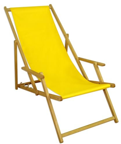 Liegestuhl Gartenliege gelb Sonnenliege Strandliege Holz Deckchair Gartenmöbel Buche 10-302 N