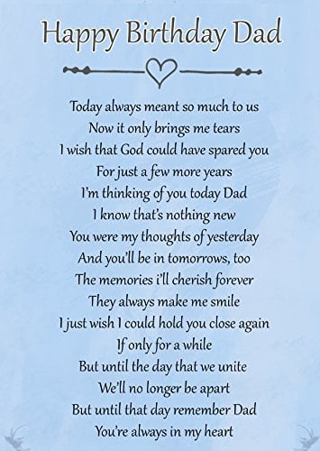 Happy Birthday Dad Memorial Graveside Poem Keepsake Card Includes Free Ground Stake F71