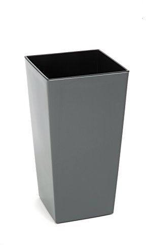 Kreher XXL Design Pflanztopf aus Kunststoff in Hochglanz Grau mit herausnehmbaren Einsatz. Maße BxTxH: 40 x 40 x 75,3 cm