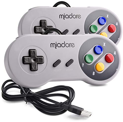 2 Pack USB Controller for SNES Retro Gaming, miadore USB Classic Gamepad Joypad Gamestick for Windows PC MAC Linux Raspberry Pi 3