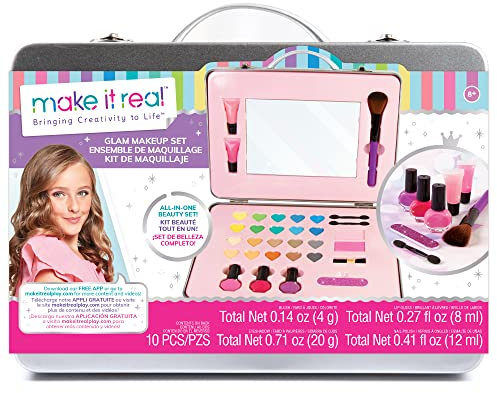 Make It Real All-in-One Make-up-Set für Mädchen – Kosmetik-Starterset inklusive Spiegel, Pinsel, Lipgloss, Lidschatten, Nagellack und vieles mehr - Geschenke für Lückenkinder