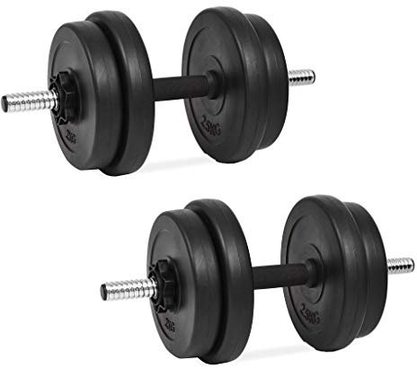Festnight Set manubri con Pesi intercambiabili 20 kg,Maniglia Perfetta per Body Building, Pesistica Fitness, Allenamento, Palestra Casa