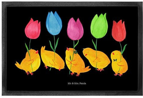 Mr. & Mrs. Panda 50 x 75 cm Fußmatte Küken Parade - Ostergeschenke, Osterdeko, Geschenk, Blumen, Osterdeko, Ostergeschenke, Fußmatten, Ostern