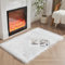 HEQUN Tapis en Peau de Mouton synthétique,Tapis Fausse Fourrure,Cozy Sensation comme véritable Laine, Man Made Luxe Tapis de Canapé Coussin(Blanc, 60x90cm Carré)