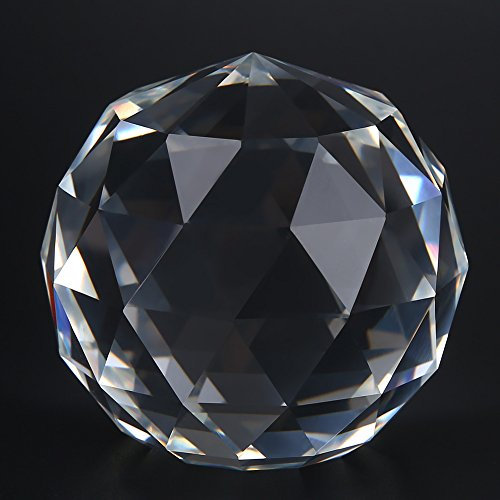 Bola de Cristal de Corte Claro, 60/80 mm Esfera de Cristal de Corte Claro Prismas Bola de Cristal Bola de Mirada facetada translúcida Suncatcher Home Hotel Decoración Herrajes(60MM / 2.36in)