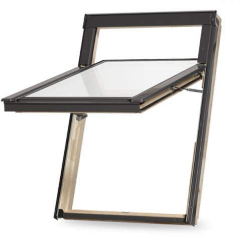 hochwertiges Dakea Holz Dachfenster Top Schwingfenster mit Eindeckrahmen und Dauerlüftung 78x118 cm M6 M06 MK06 auch kompatipel zum Austauch vorhandener Dachfenster Abverkauf Aktion