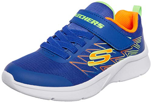 Skechers Boy's Microspec Texlor Sneakers, Blue Textile/Orange & Lime Trim, 10 UK Child
