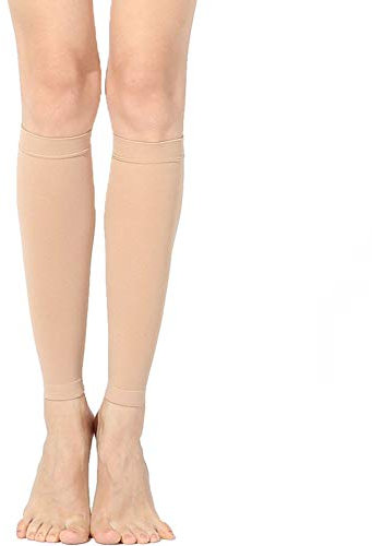 Vobony Waden Kompressionsstulpen Beinlinge Kompressionsstrümpfe Elastic Bein Kompression Socken Calf Compression Sleeves Beinstulpen - 1 Paar (Hautfarbe, XXL)