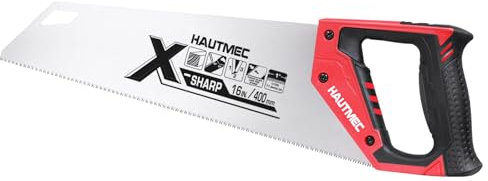 HAUTMEC 400MM X-Sharp Pro Hand Saw for Speed, Cuts Quality and Accuracy, Fine-Cut Handsaw with 11 TPI Triple-Ground Teeth & 1mm Thickened Large Blade, Bi-Material Ergonomic Soft Handle – HT0152