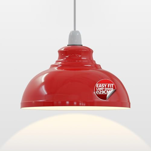 DC VOLTAGE Red Ceiling Light Shade 29cm Metal Lamp Shades Pendant Lighting Ceiling Light Shade, Ceiling Fitting Light Industrial Style Light for Indoor Pendant Light Shade Kitchen lamp Shade