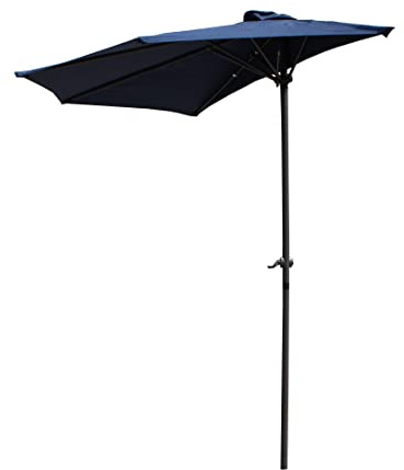 International Caravan St. Kitts 9-Foot Wall Hugger Patio Umbrella Navy Blue, 9 ft, YF-1147-2.7M-NV