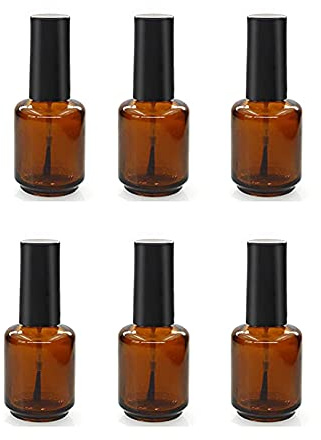 Leere Glas-Nagellackflaschen, 15 ml, Braun, nachfüllbar, mit Pinselkappe, 6 Stück