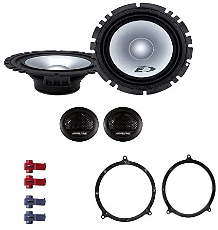 Alpine SXE 1750S Auto Lautsprecher Boxen mit Einbauset kompatibel mit Audi A6 (C5/4B) 1997-2004 Türen vorne/hinten 560 Watt 16,5 cm 2 Wege Kompo