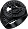 FaithHeart Schwarz Viking Fingerring Thors Hammer Fingerring im Runenkreis Herren Ring Jungen Ring Hip pop Retro Siegelring Partnerring Freundschaftsring für Paar Pärchen