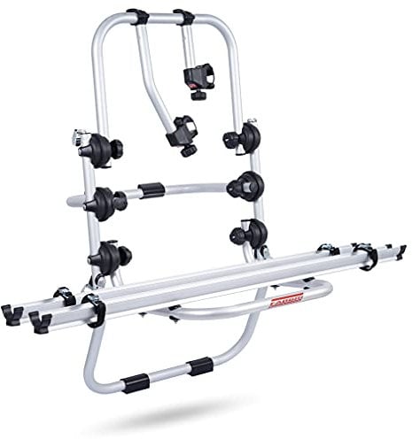 Kompletter Aluminium Gepäckträger/Fahrradhalter Heckklappe FABBRI für 2 Fahrräder BICI OK 2 passend für Volkswagen VW Polo VI Hatchback 2017- (Tragfähigkeit: 30 kg)