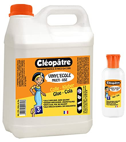 Cléopâtre - Colle blanche vinylique au format de 2 kg + 1 flacon de 100gr rechargeable