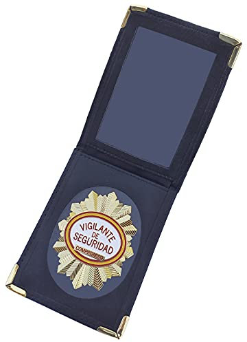 Tiendas LGP - Cartera Portaplaca de Piel- Vigilante de Seguridad, Billetero, Color Negro