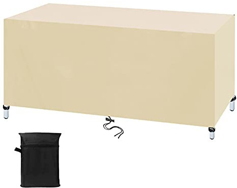 Gartenmöbel Abdeckung 200x100x75cm Beige Patio Rattan Möbel Schutzhülle, Abdeckplane für Gartenmöbel Outdoor Wasserdicht, 420D Oxford Gewebe Abdeckhaube Gartentisch für Stühle Möbelsets und Sofa