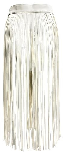 ZUYPSK Damen Flapper Rock Leder Gürtel Quaste Röcke Kunstleder Hip-Hop Punk Gurt für Rock Kleid Fasching Party Kostüm (M, Weiß)
