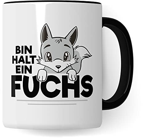 Fuchs Tasse, Bin halt ein Fuchs Spruch, Geschenk Schlaufuchs Besserwissen Schlaumeier, Fuchs-Motiv, Geschenk Kollegen Freund Freundin lustiger Fuchs Büro-Tasse (Weiß & Schwarz)