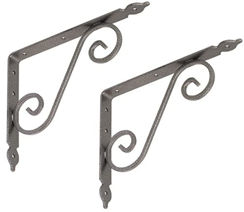 BRESKO Regalwinkel Regalhalter Regalträger Regalkonsole Wandträger Wandkonsole Wandregal Antik 2 Stück (Silber, 240x190 mm)