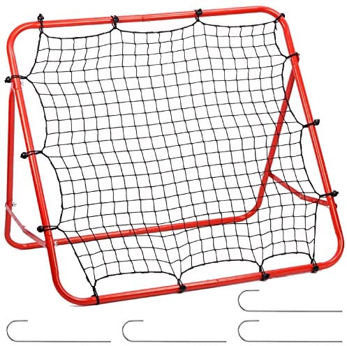 Swpeet Duarble Faltbares Fußball Training Rebounder Netz mit verdicktem Rohr und Seil Sortiment Kit, Training Fußball Kickback Ziel Tor Net Perfekt für Hinterhof Fußball Praxis und Fußball Training
