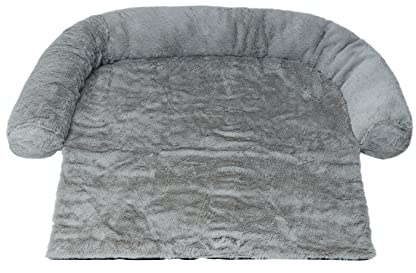 Mikki Couverture de canapé Ultra Douce en Fausse Fourrure Grise pour Chien, Chat, Chiot, Chaton – Taille L