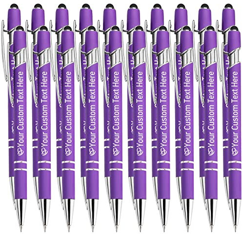 Penna Personalizzata con Incisione Logo Nome 20 Penne Personalizzate Penne Personalizzabili Regalo Penna Personalizzabile per Ufficio Laurea Compleanno Donna Uomo Universitari, Viola