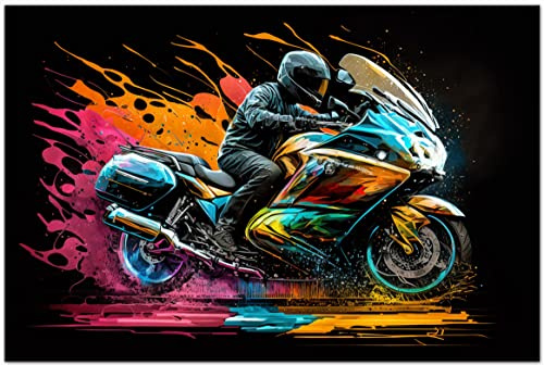 Printonia Leinwand-bild 120x80cm BMW K 1600 GT Motorrad Motorräder Abstrakt Art Wandbild Bilder Dekoration Deko Kunstdruck