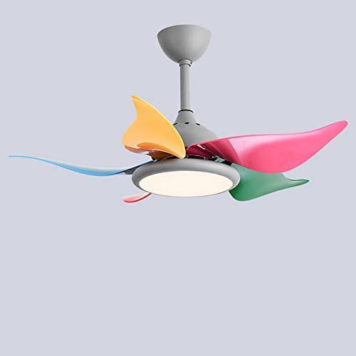 IBalody Ventilador de Techo de 36 Pulgadas con luz de Color Creativo, Ventilador de Techo con luz LED para Comedor, habitación de niños, Ventilador de Techo silencioso de 6 velocidades