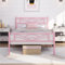 Yaheetech Cama Individual con Espacio Bajo Marco Metal Altura 32 cm Cama Individual con Cabecera para Colchón de 90 x 200 cm Rosa