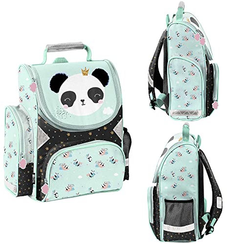 PASO Panda Bear School Backpack, Mint, M, Mint, M