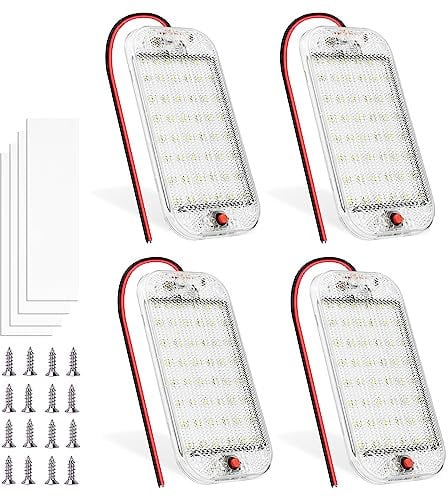 MERTTURM 48 LED Interior Coche, 12V Super Brillante 800LM Luces LED Coche con Interruptor ON/Off, Lámpara Blanca 6500K Luz de Techo para Autocaravana, Furgoneta, Caravana, Barco, Camión(4 Piezas)