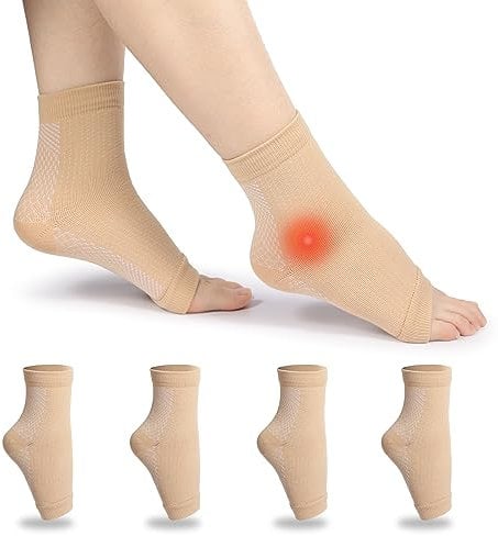 MILAIUN 4 Paar Sprunggelenkbandage, Orthopädische Kompressionsstrümpfe, Plantarfasziitis Socken, Neuropathie Knöchelbandage für Herren und Damen, Fußbandage für Arthritis, Verstauchte (Farbe, L)