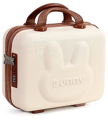 Balakaka Vanity Rigide Femme, Case ABS Trousse à Cosmétiques Avec Serrure à Combinaison, Portable Imperméable de Voyage Pour Femmes, Cadeau de Fille Blanc Cassé