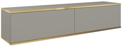 Mueble de TV Oro 135 cm, Mueble de televisón Colgante, Mueble de televisor, Distintos Colores, Muebles de salón, Estilo Moderno (Gris)