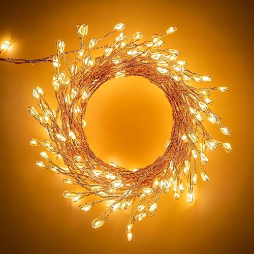 Fadcaer 3M 100 LED Lichterkette 8 Modi Twinkle String Lights Warm Kupferdraht Licht Batteriebetrieben Dekoratives Licht für Weihnachten Innen Außen Beleuchtung Home Hochzeit Party Dekoration