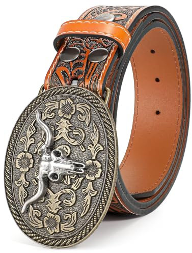BELTROAD Western Leder Schnalle Gürtel für Männer Frauen Cowboy Cowgirl Herren Ledergürtel für Jeans Weihnachten Herrengürtel Geschenke
